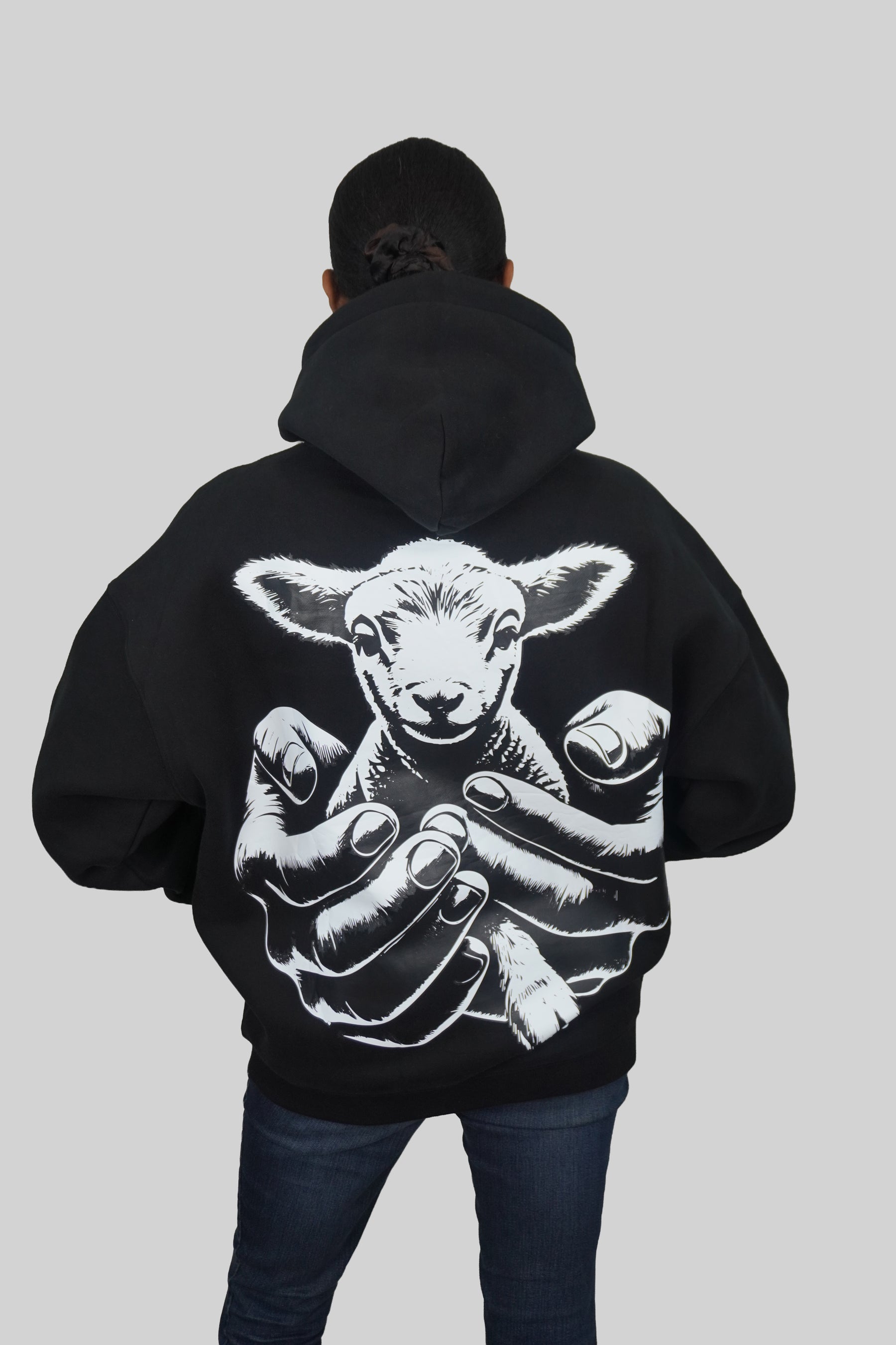 LAMB OF GOD™ — SIGNATURE 3D PUFF FULL FLEECE HOODIE l BLACK