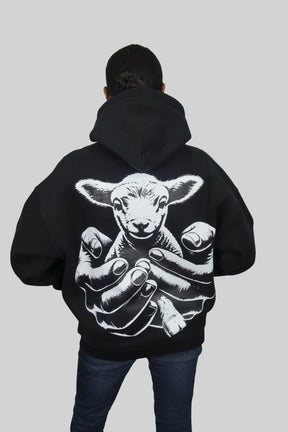 LAMB OF GOD™ — SIGNATURE 3D PUFF FULL FLEECE HOODIE l BLACK