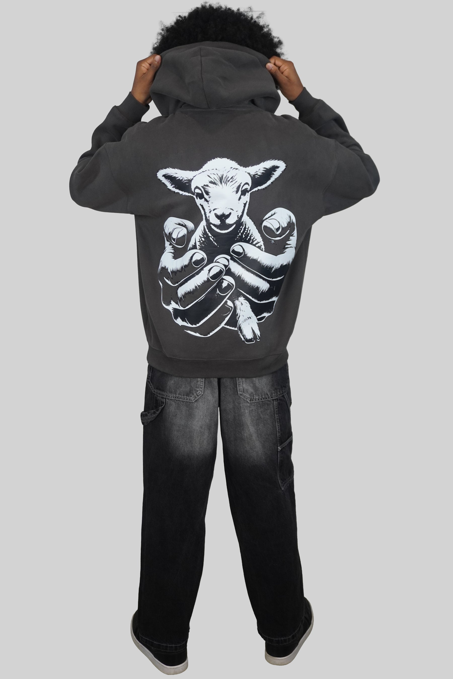 LAMB OF GOD™ — SIGNATURE 3D PUFF FULL FLEECE HOODIE l GRAY