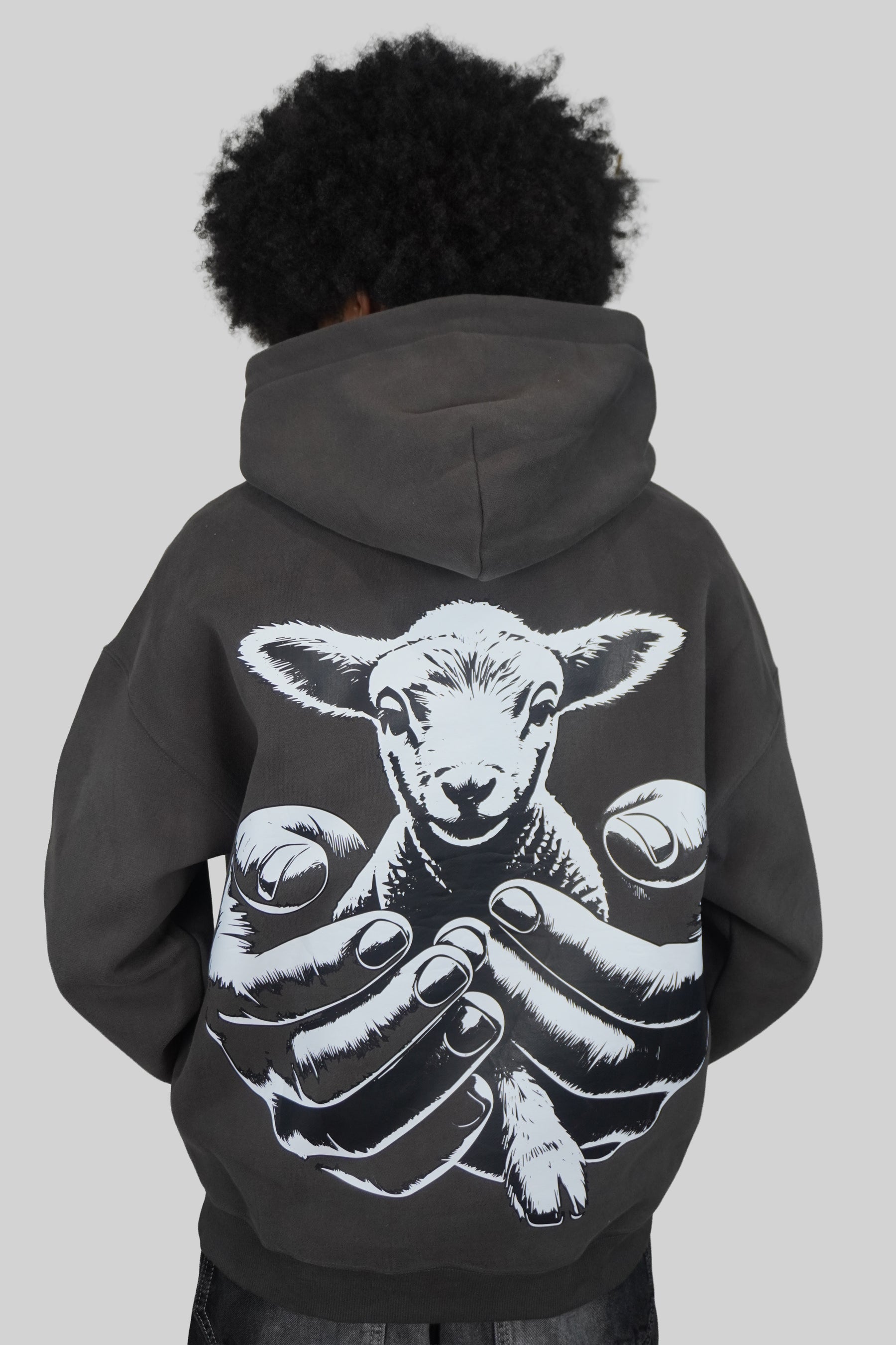 LAMB OF GOD™ — SIGNATURE 3D PUFF FULL FLEECE HOODIE l GRAY