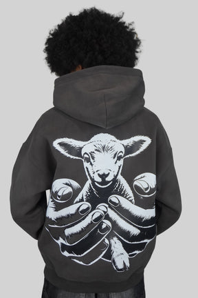 LAMB OF GOD™ — SIGNATURE 3D PUFF FULL FLEECE HOODIE l GRAY