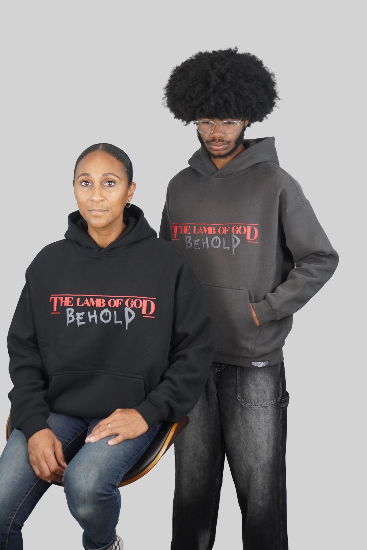 LAMB OF GOD™ — SIGNATURE 3D PUFF FULL FLEECE HOODIE l BLACK