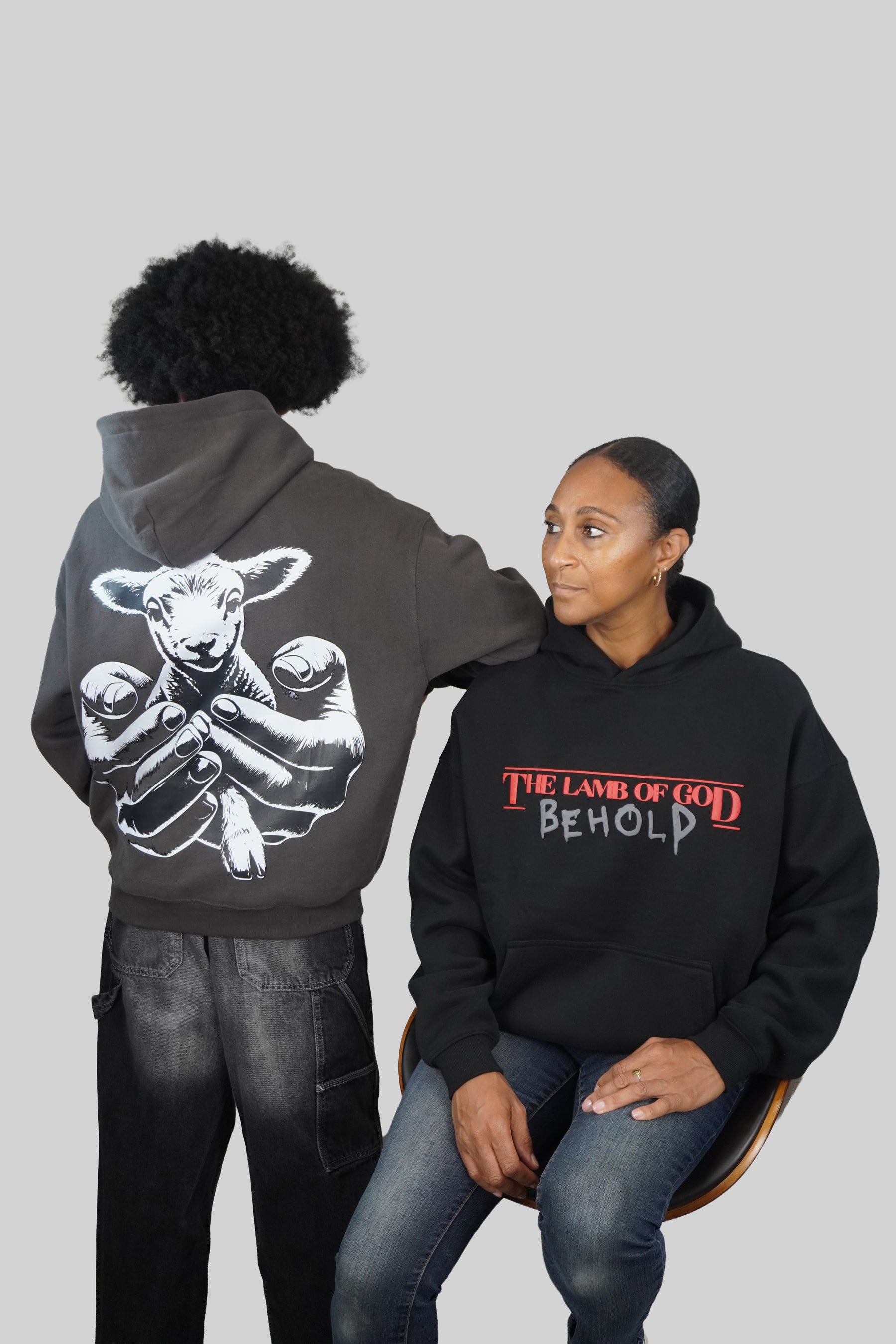 LAMB OF GOD™ — SIGNATURE 3D PUFF FULL FLEECE HOODIE l BLACK
