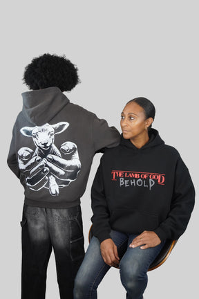 LAMB OF GOD™ — SIGNATURE 3D PUFF FULL FLEECE HOODIE l BLACK