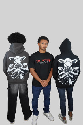 LAMB OF GOD™ — SIGNATURE 3D PUFF FULL FLEECE HOODIE l BLACK