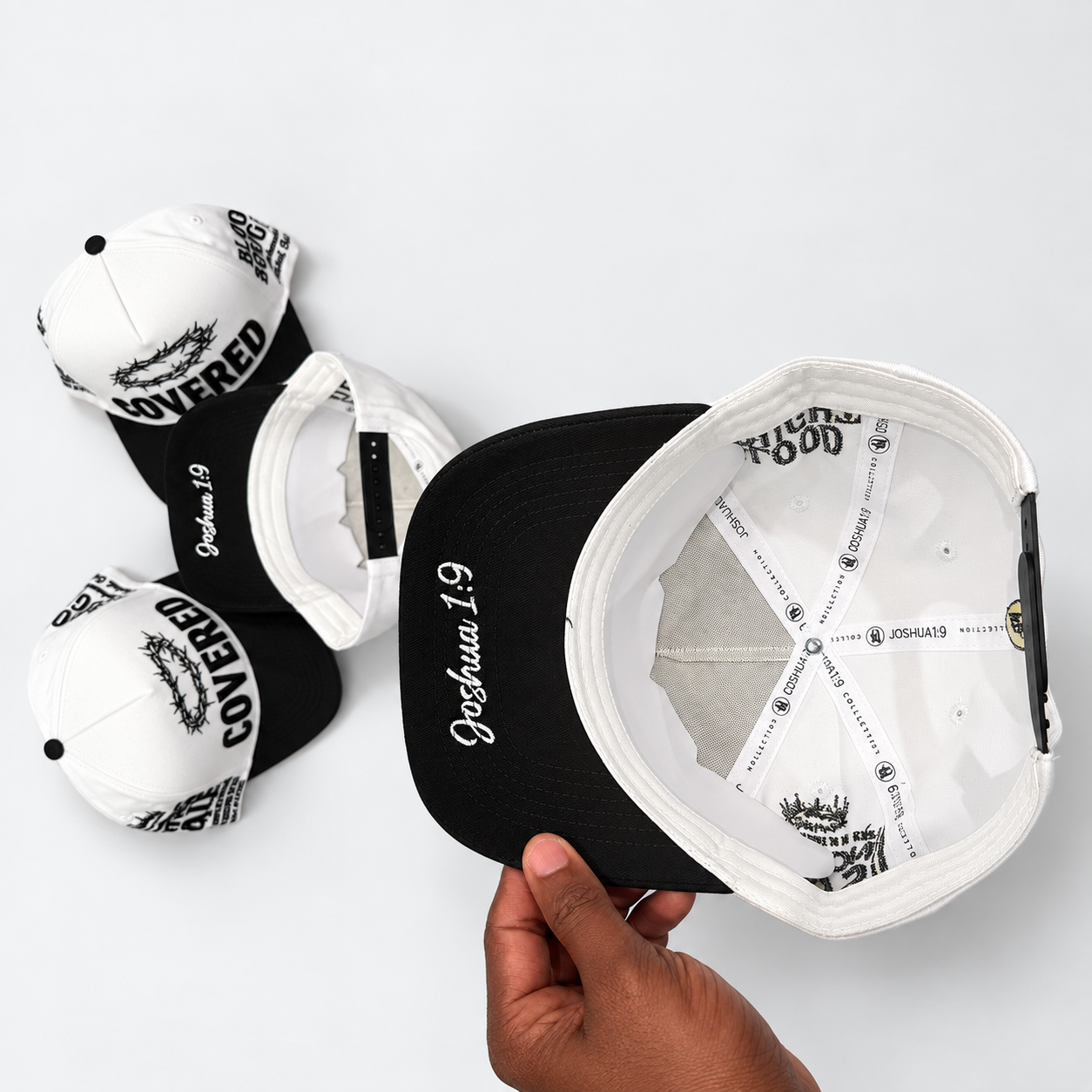 COVERED Premium Snapback Cap | White & Black