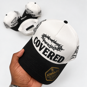 COVERED Premium Snapback Cap | White & Black