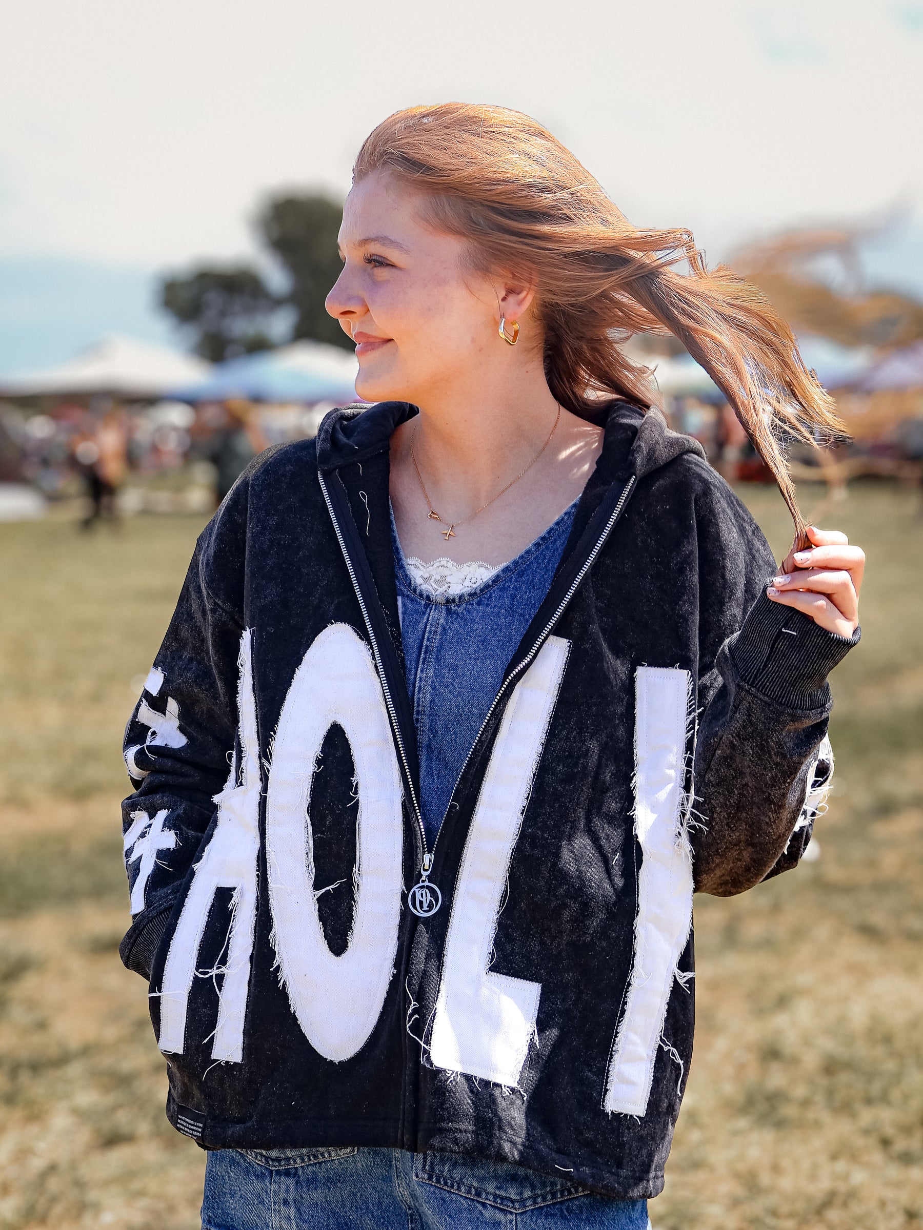 DISTRESSED HOLY THREE CROSSES ZIP HOODIE