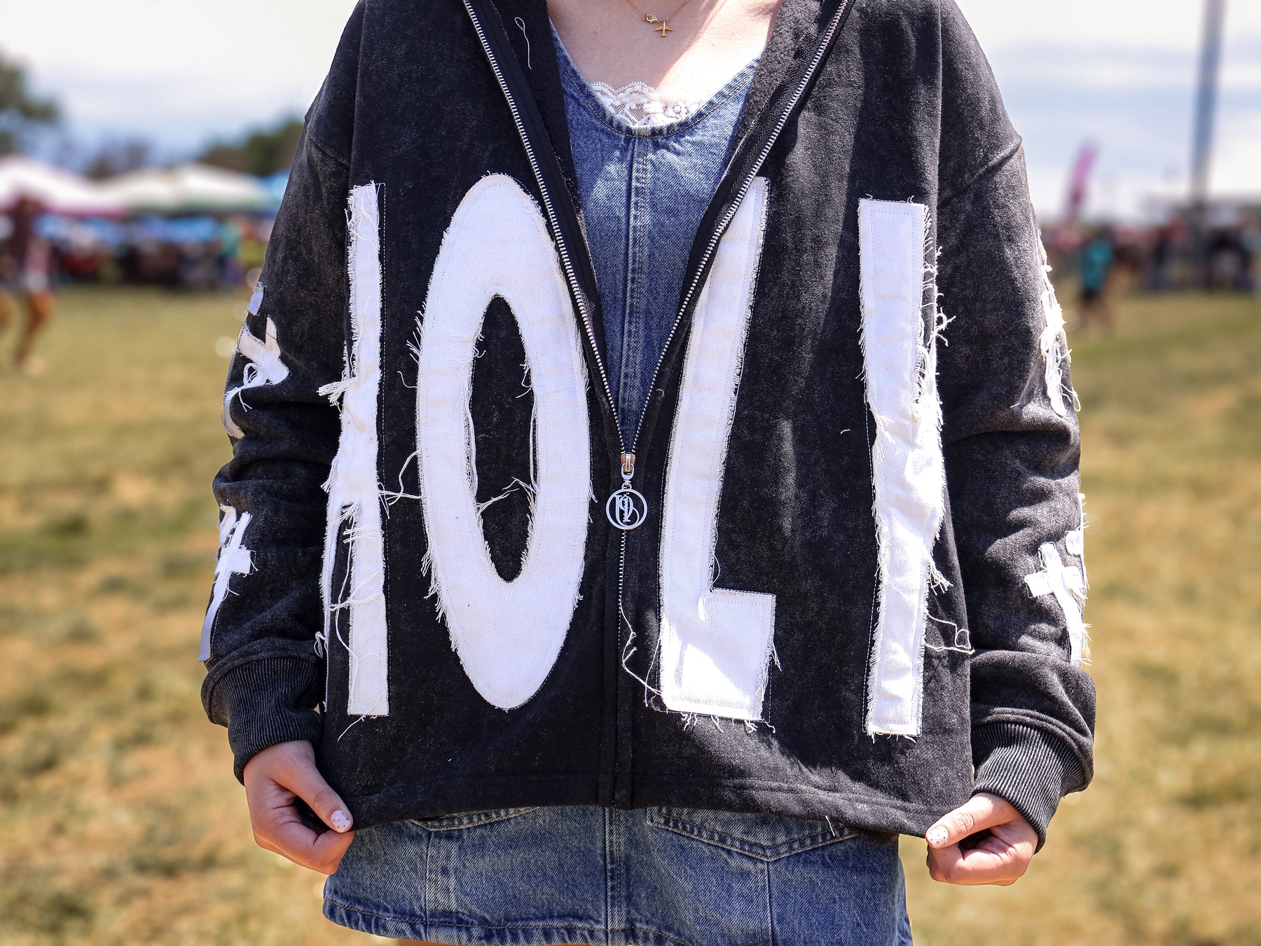 DISTRESSED HOLY THREE CROSSES ZIP HOODIE