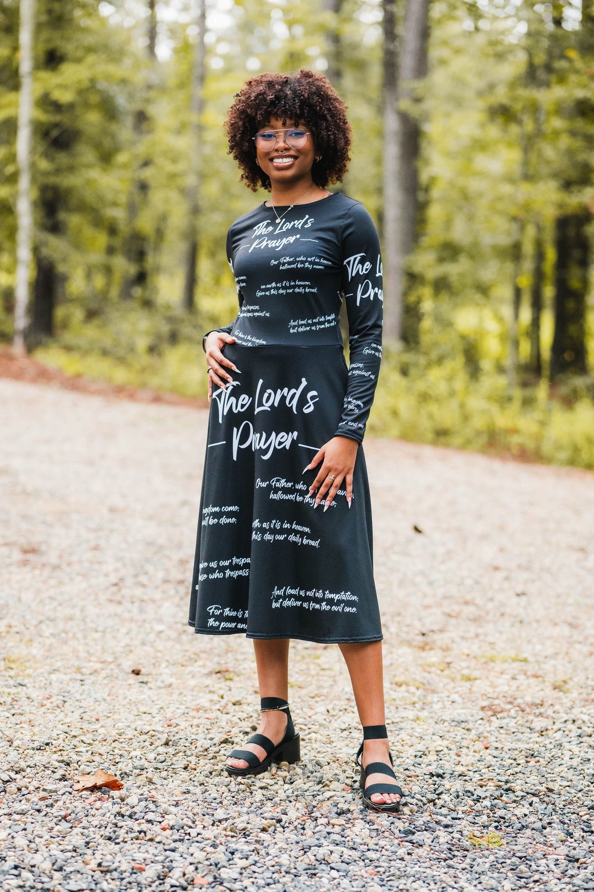 The Lord's Prayer I Premium Long Sleeve Midi Dress - BLUE