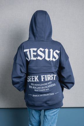 SEEK FIRST | JESUS HOODIE | ZIP AND SIDE POCKETS