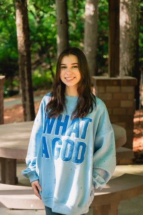 WHAT A GOD | OVERSIZED CHENILLE SWEATSHIRT