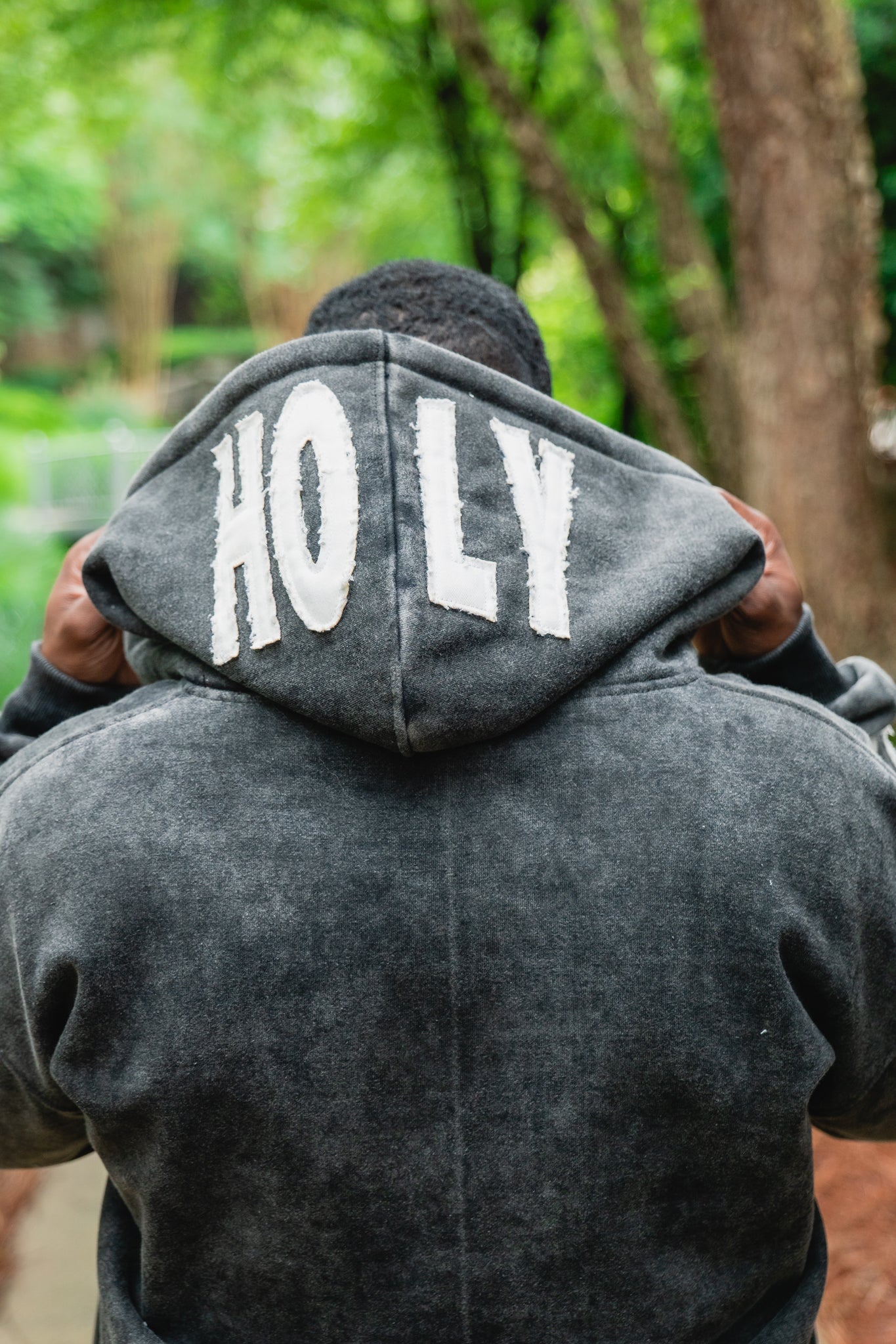 DISTRESSED HOLY THREE CROSSES ZIP HOODIE