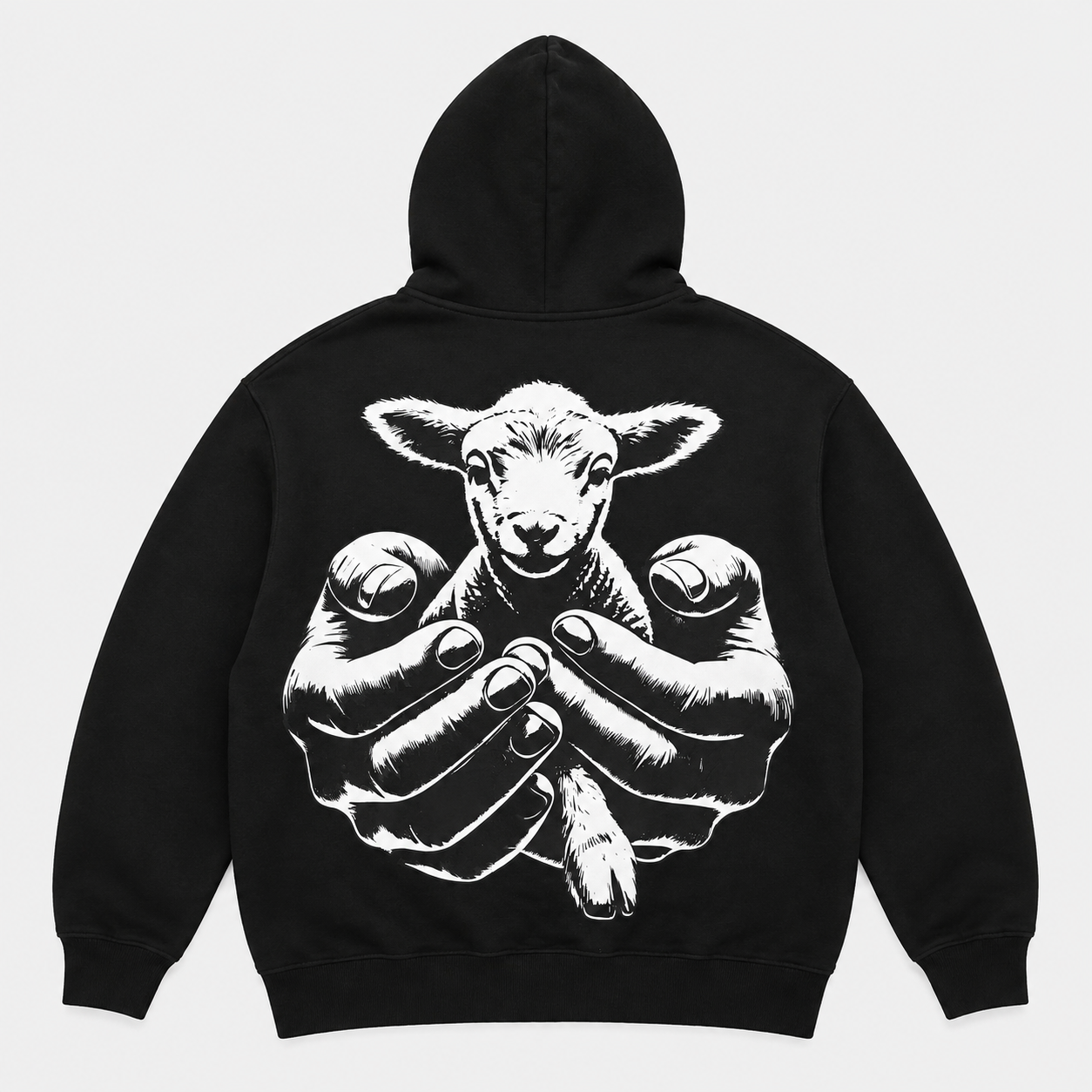 LAMB OF GOD™ — SIGNATURE 3D PUFF FULL FLEECE HOODIE l BLACK