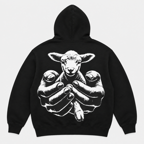 LAMB OF GOD™ — SIGNATURE 3D PUFF FULL FLEECE HOODIE l BLACK