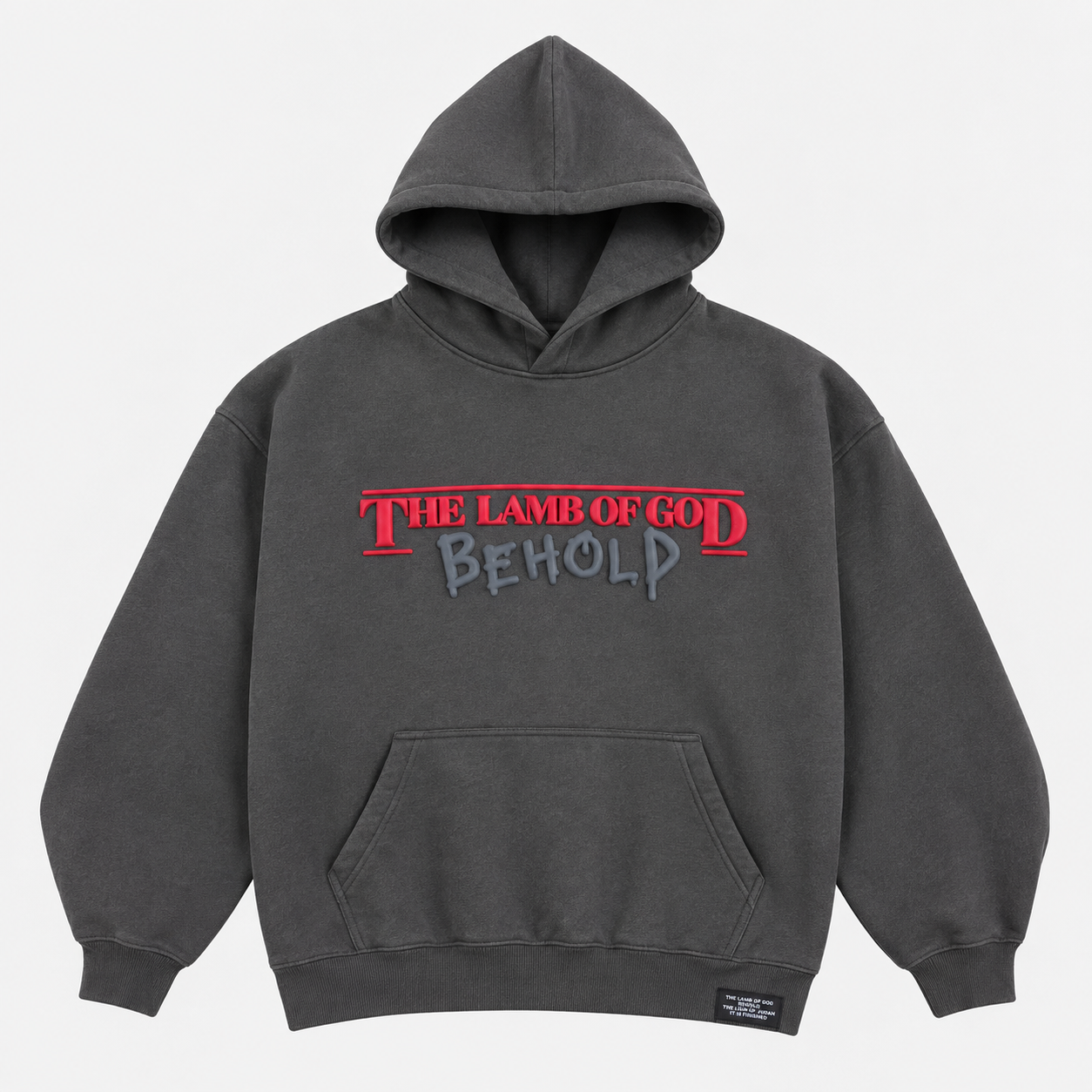 LAMB OF GOD™ — SIGNATURE 3D PUFF FULL FLEECE HOODIE l GRAY
