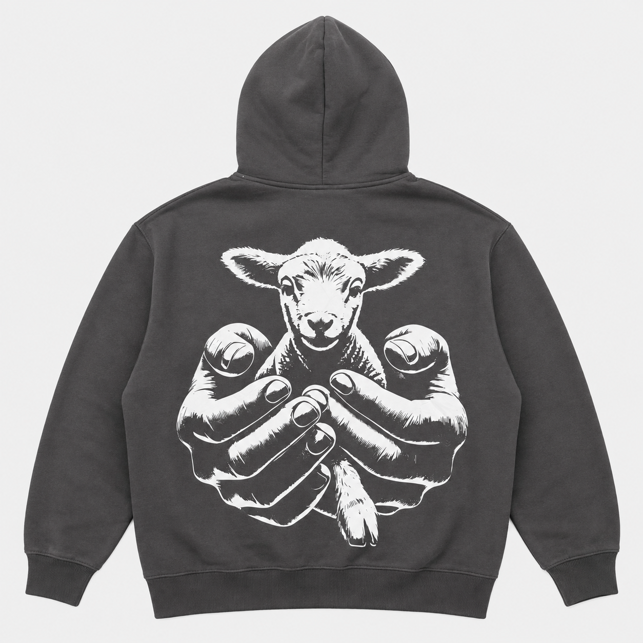 LAMB OF GOD™ — SIGNATURE 3D PUFF FULL FLEECE HOODIE l GRAY