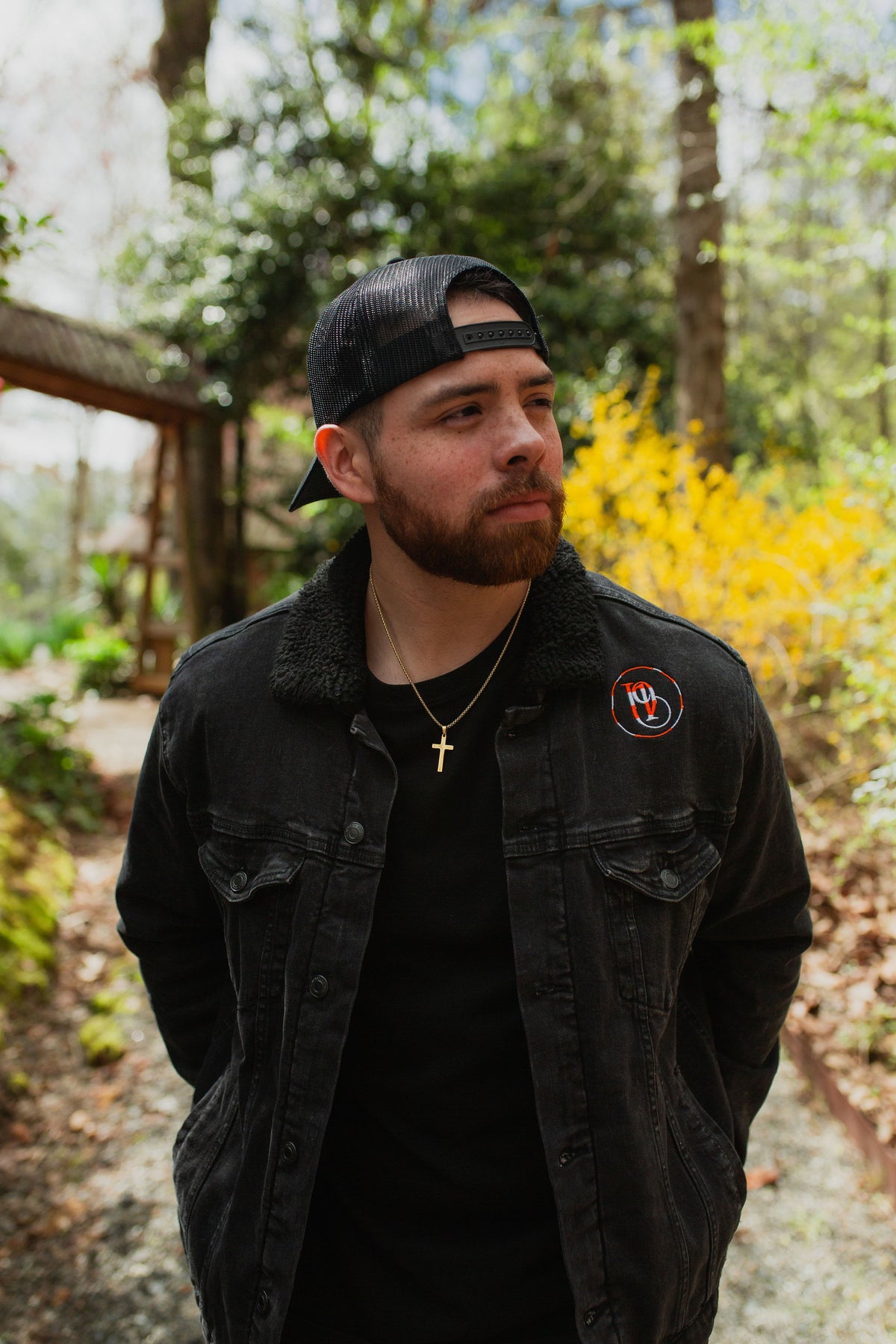 JOSHUA 1:9 I PREMIUM DENIM SHERPA BOMBER JACKET