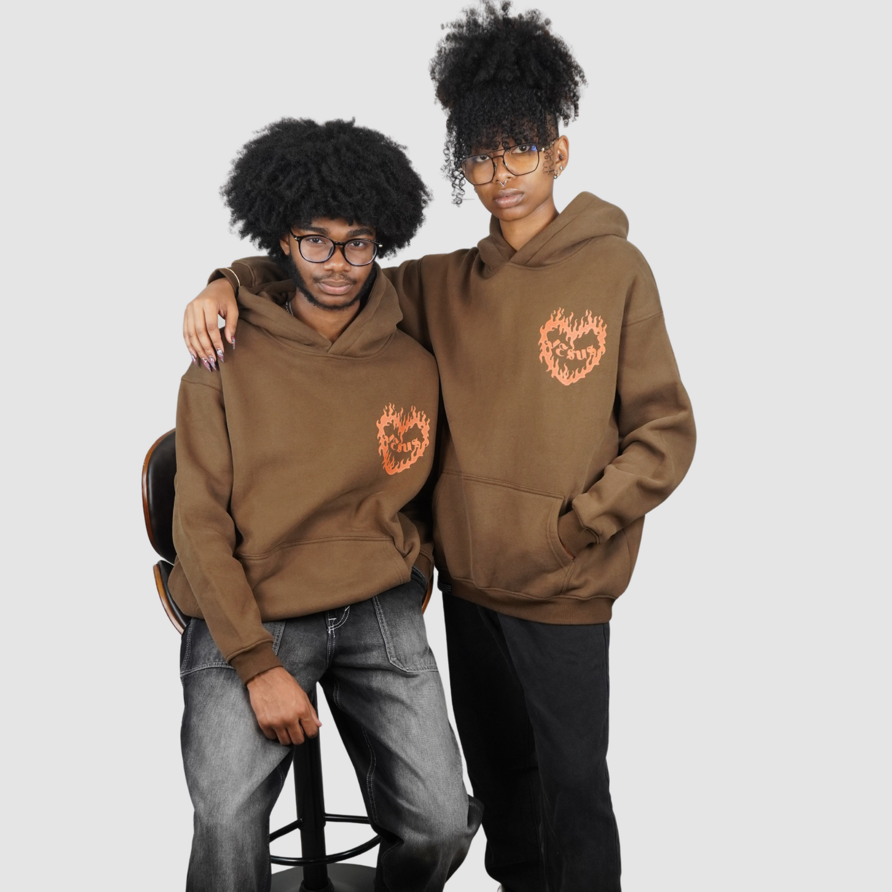 SET YOUR HEART ABLAZE – Unisex Premium Brown Hoodie