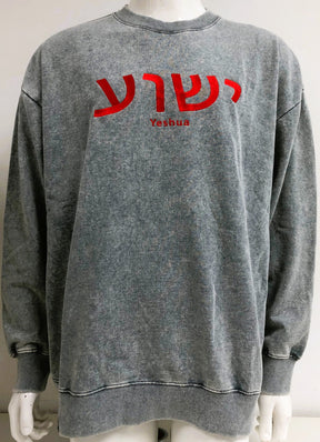 YESHUA (יֵשׁוּעַ) – Unisex Premium Oversized Embroidered Sweatshirt w/ Side Pockets
