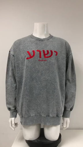 YESHUA (יֵשׁוּעַ) – Unisex Premium Oversized Embroidered Sweatshirt w/ Side Pockets